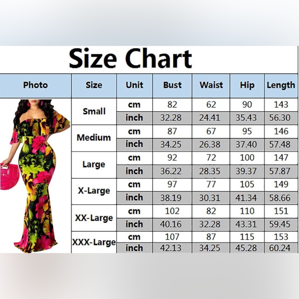 NWOT Off Shoulder Hawaiian Floral Bodycon Maxi Dress Size 2XL - Picture 5 of 5